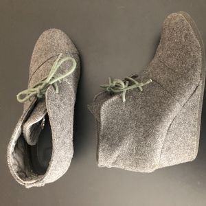 Gray Tie Wedge Bootie size 7